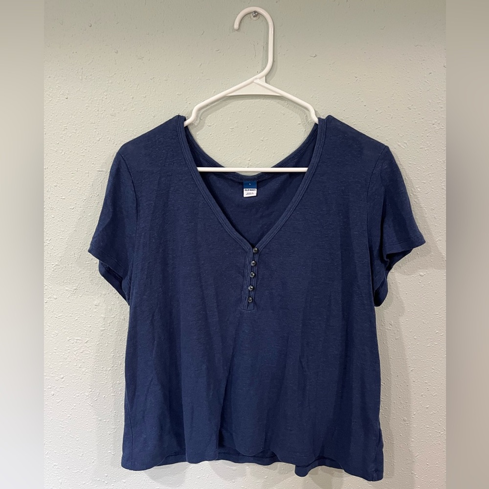 old navy linen blend top